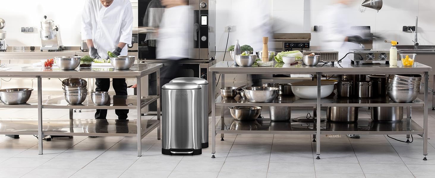 Сміттєвий відро Floordirekt Cubo з нержавіючої сталі 30 л, педальний кошик з плавним закриванням та внутрішнім відром для кухні та ванної кімнати, сріблястий