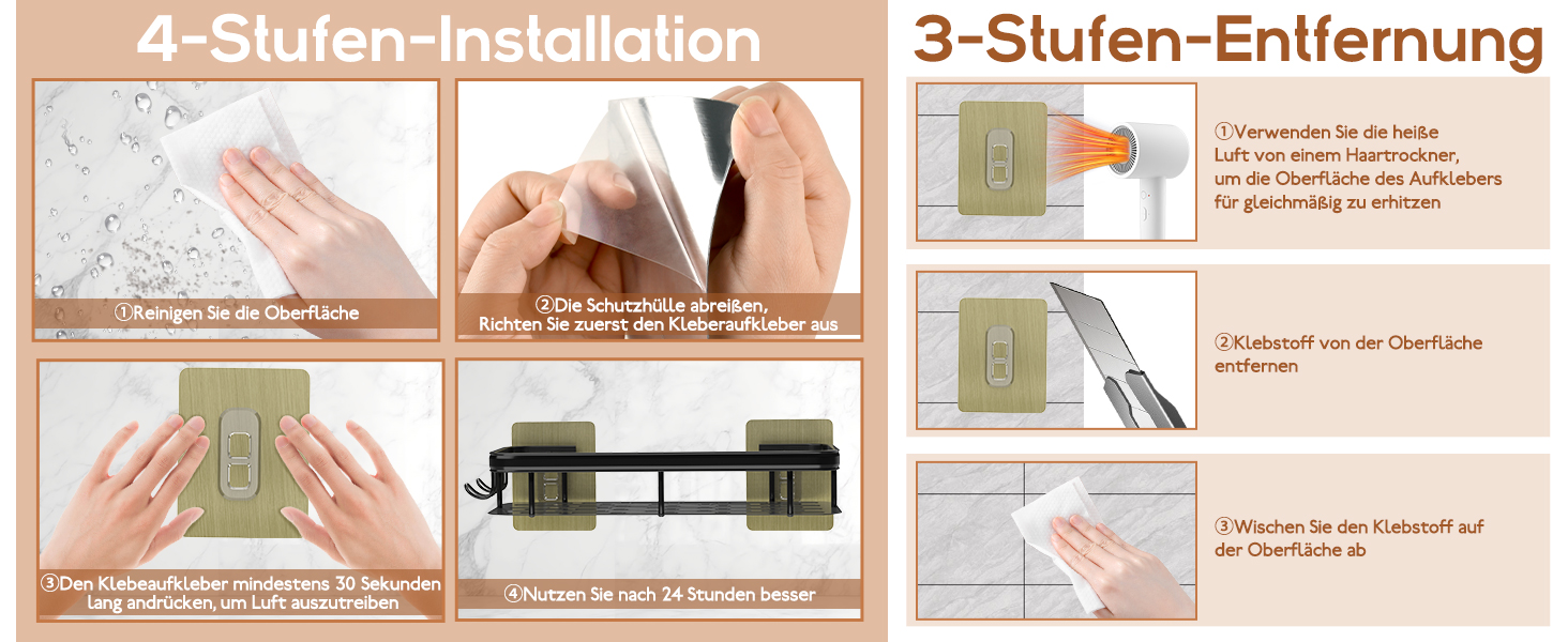 Поличка для душу Dealswin без свердління, 2 шт. - органайзер для ванної кімнати, полиця для зберігання та організації з великою місткістю, тримач для шампуню для душу та ванної кімнати (сірий)