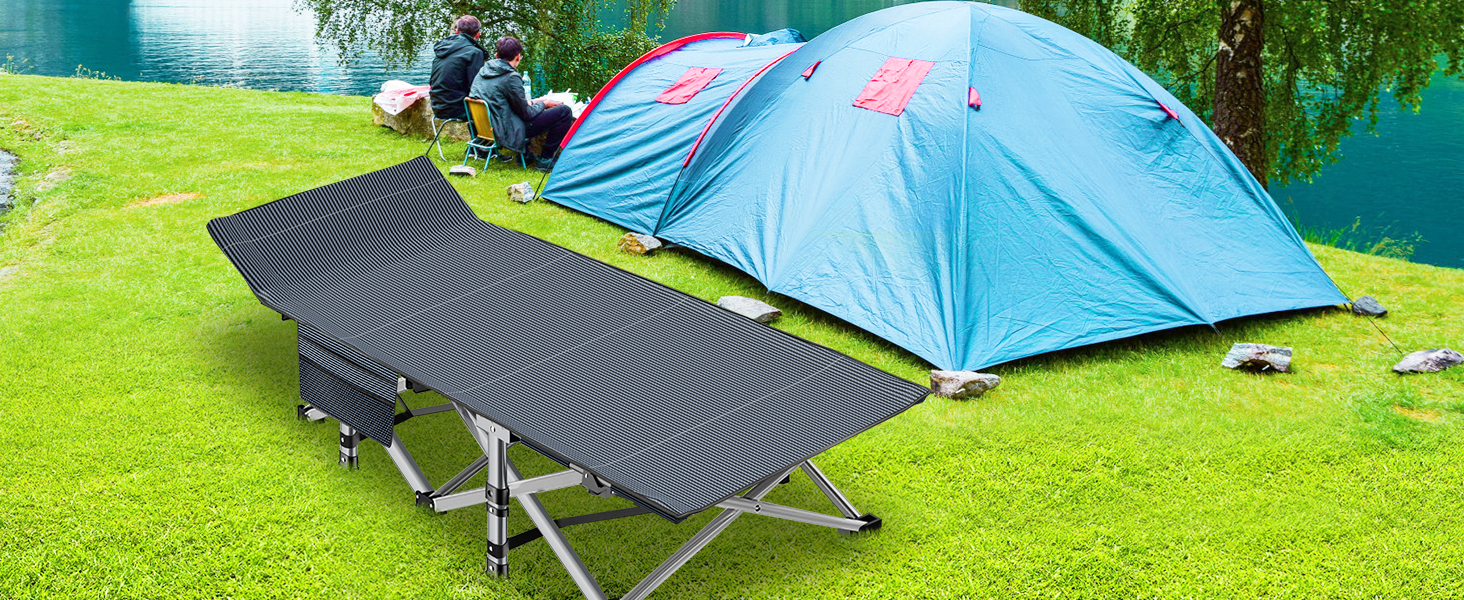 Розкладне ліжко ZIKEBTUY для кемпінгу та відпочинку: міцне, з матрацом, 200 кг, 190x71x36 см
