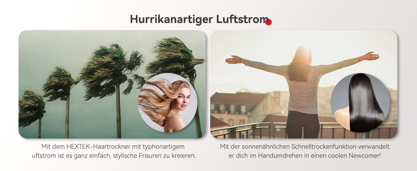 Фен з дифузором, потужний фен з мотором 160 000 об/хв, іонізатор, 500 млн негативних іонів, для подорожей та дому (сірий), сірий дифузор