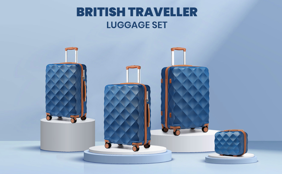 Чемодан British Traveller Mittelgroßer, 64x43x26.5 см, ABS+PC, TSA-замок, 4 колеса, кремовий (64 см, 57 л)