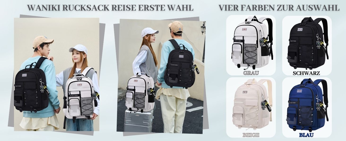 Чоловічий рюкзак для школи та подорожей, великий, водонепроникний, сірий