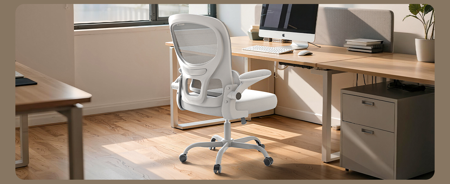 Офісний стіл Naspaulro: ергономічне крісло з регульованою підголівником, підлокітниками та підтримкою попереку. Динамічний поворотний стіл з дихаючою сіткою для дому та офісу (Сірий 2, без підголівника)