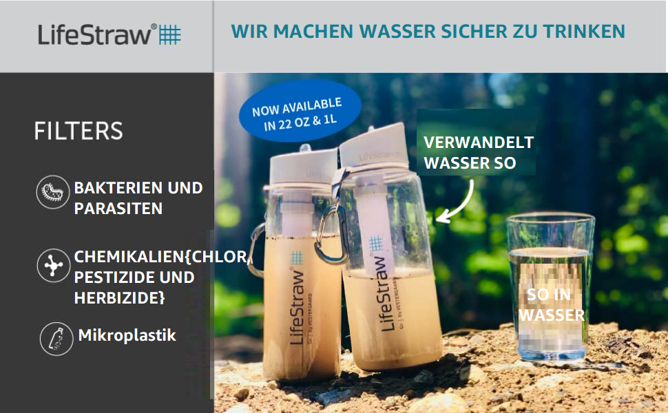Пляшка-фільтр LifeStraw Go 1 л, синя, для води