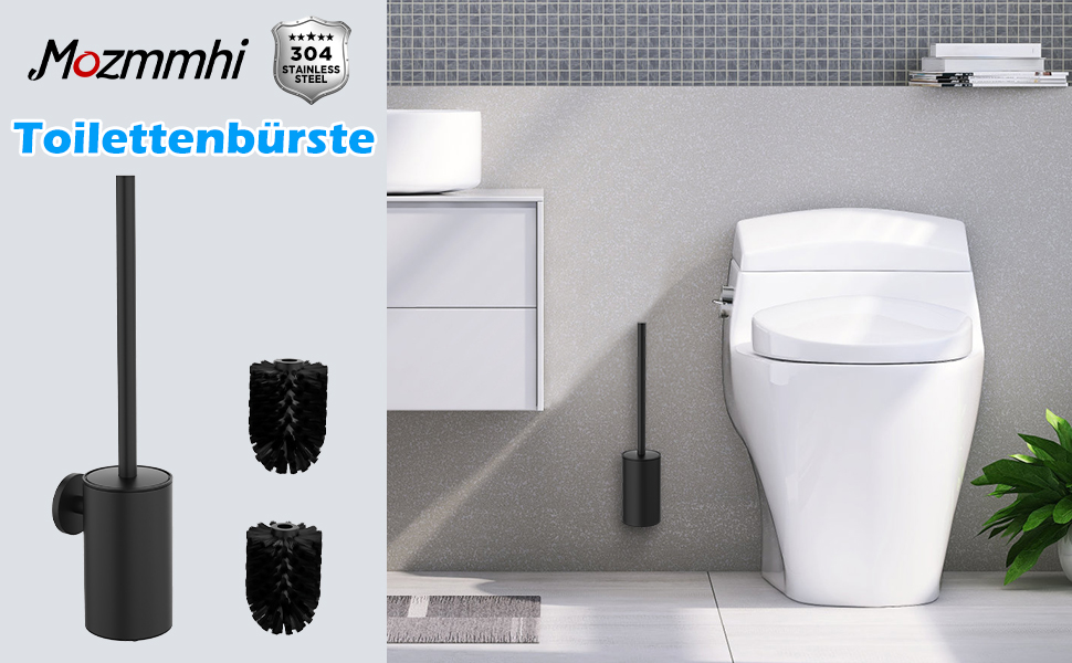 Набір для чищення унітазу з нержавіючої сталі 304, комплект з 2 насадками (круглі, чорні)