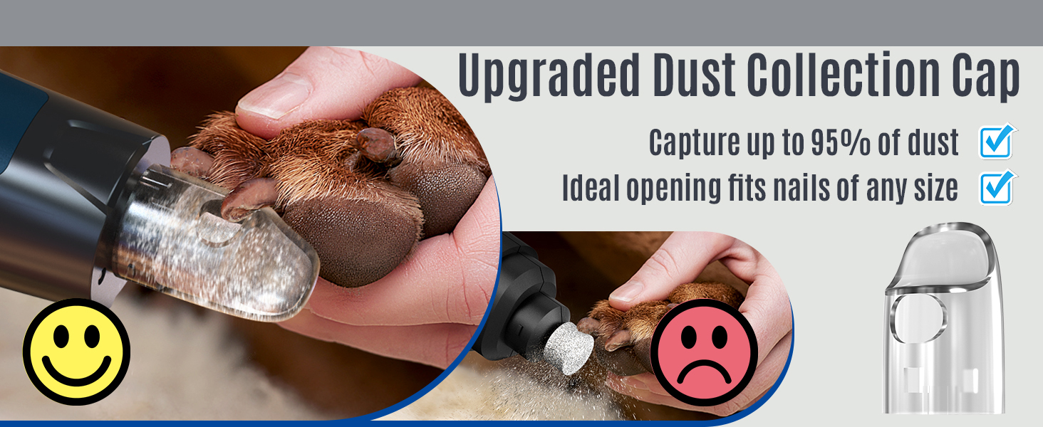 Електричний точило для собачих кігтів Casfuy Neue 6-Gang – 2 LED, тиха робота, 7 годин, для собак та котів, великих, середніх та малих порід, темно-синій