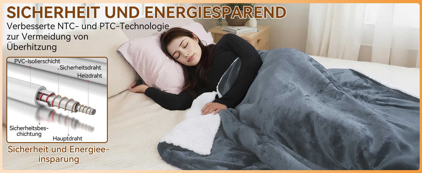 Електрична ковдра Olycism з автовимкненням, 160x130 см, 10 режимів нагріву, таймер, захист від перегріву, для дому та офісу, сіра