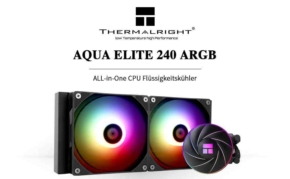 Thermalright AQUA ELITE 360 ARGB: Система водяного охолодження CPU з 3 вентиляторами 120мм, 1550RPM, для AMD/Intel