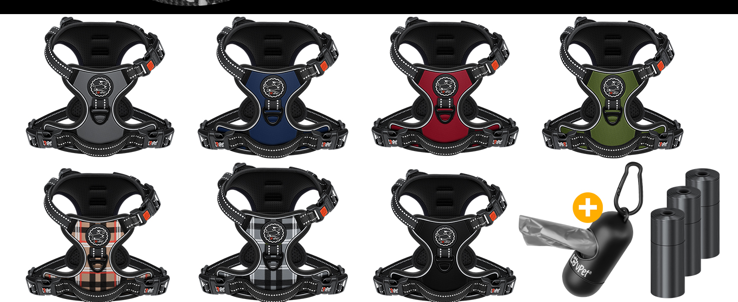 Шлейка для собак без натягу та задухи для маленьких собак та цуценят, дихаюча та м'яка, світловідбиваюча | Шлейка No-Pull з ручками та рулетами для відходів | Регульована шлейка з ручкою, колір антрацит, розмір L