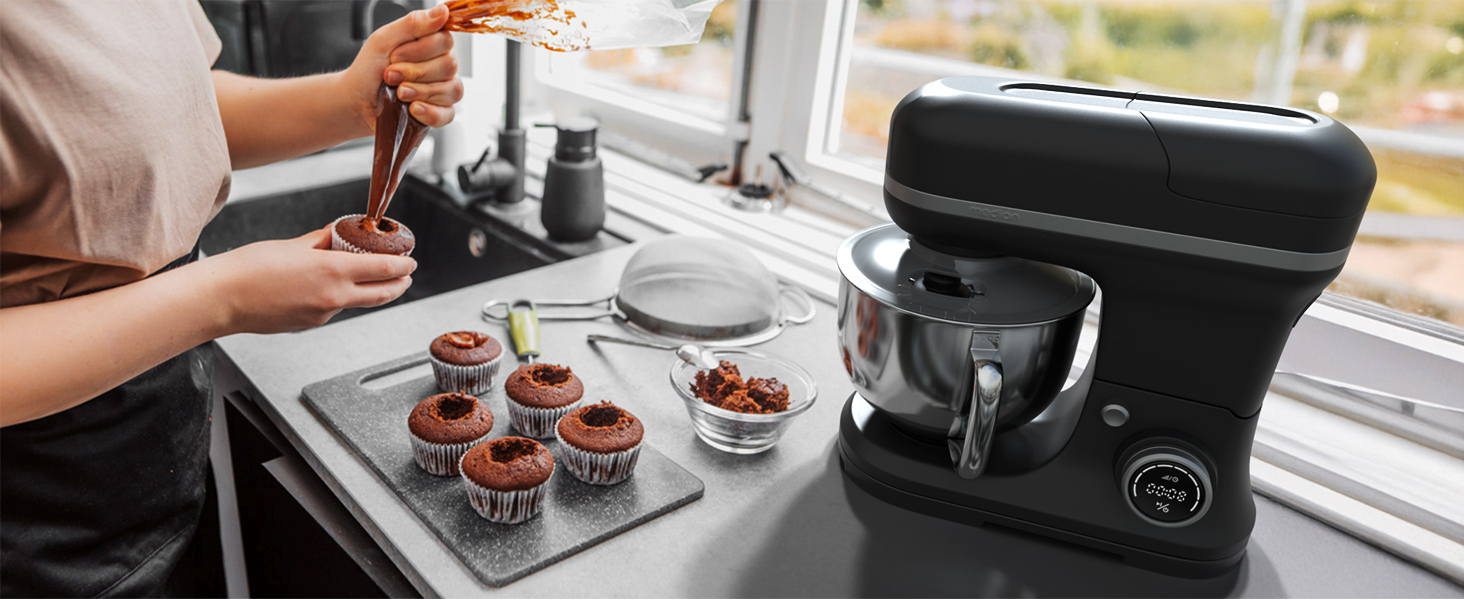 Кухонна машина MEDION MD18430: Міксер, м'ясоподрібнювач, 3 в 1, 5 л чаша з нержавіючої сталі, 1200 Вт, натерти, нарізати, цифровий дисплей, 18430