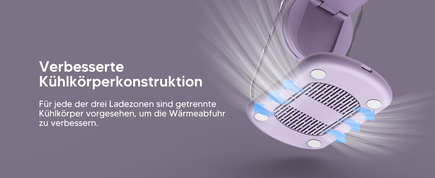 Зарядний пристрій MagSafe 3-в-1 для Apple Watch та iPhone: фіолетовий колір. Підходить для iPhone 17, 16, 15, 14, 13, 12 Pro Max/Air/Plus/Pro та Apple Watch 10/9, Airpods 3/2/Pro