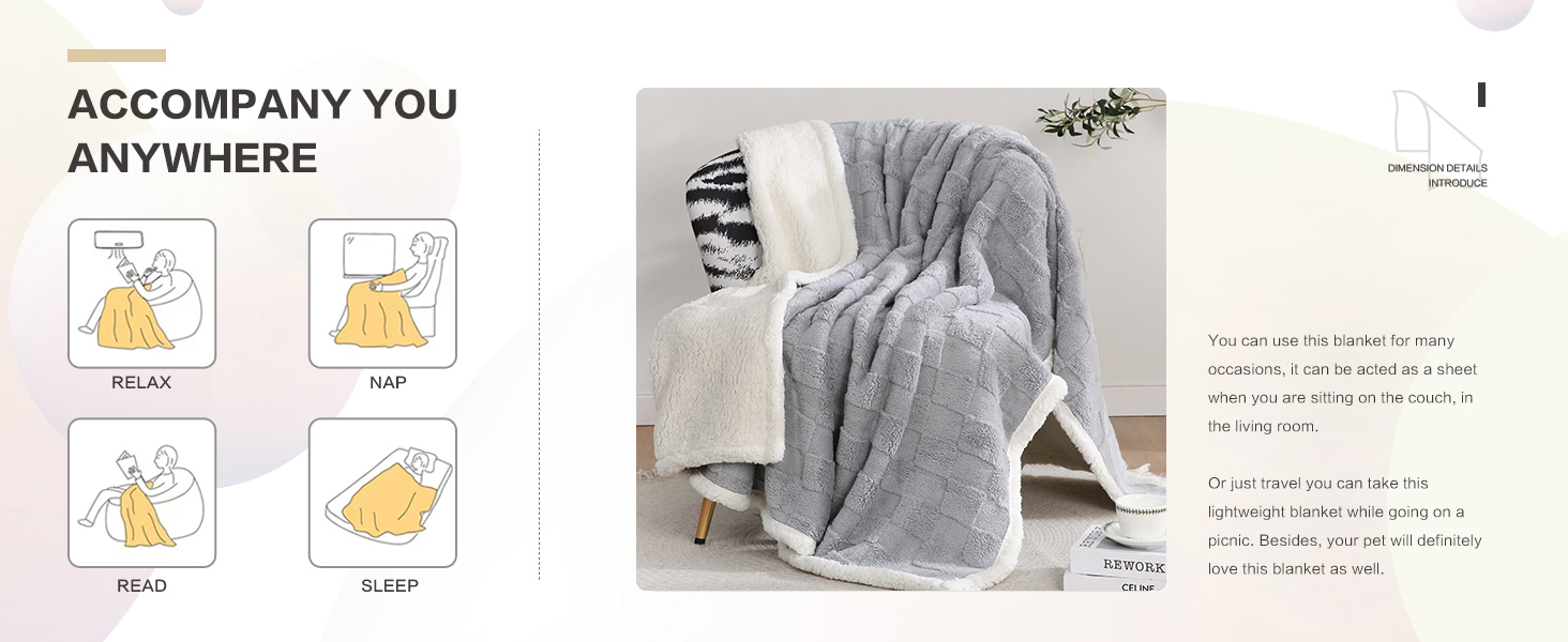 Плед Gracelife Sherpa з м'якого флісу, великий, теплий, 150 x 200 см, сірий (A01)