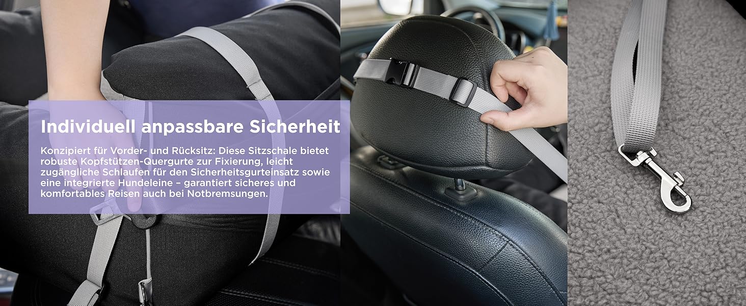 Автокрісло для собак Lesure - чорне, 58x56x33 см, з водонепроникним покриттям та кишенями