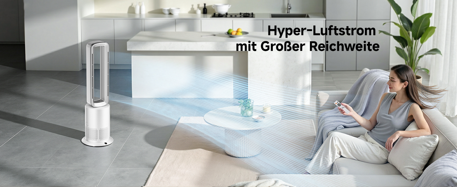 Безлопатевий вентилятор-нагрівач TP18Pro 2-в-1: 10 режимів охолодження, 3 - обігріву, пульт та сенсорне керування, тихий DC-двигун