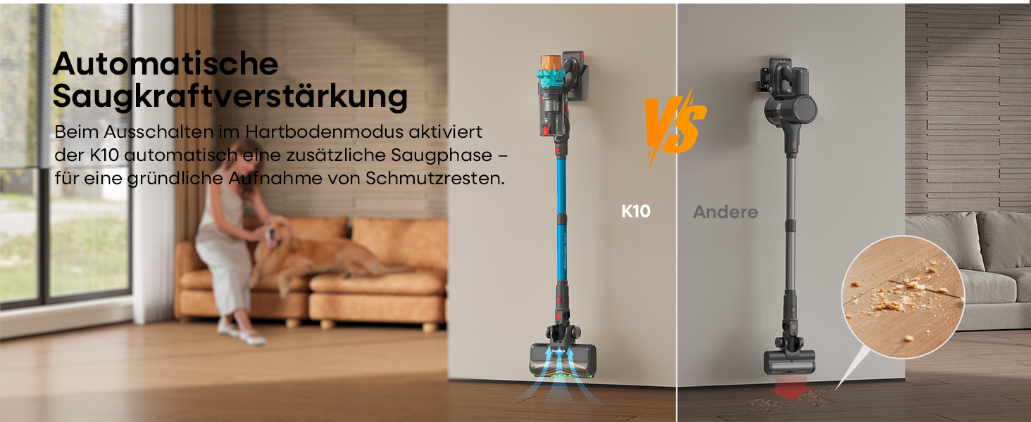 Акумуляторний пилосос ElecKeys K10: 50000Pa, 600W, 70хв, LED дисплей, 1.8L, антинамотування, для тварин, килимів, твердих поверхонь, авто, блакитний