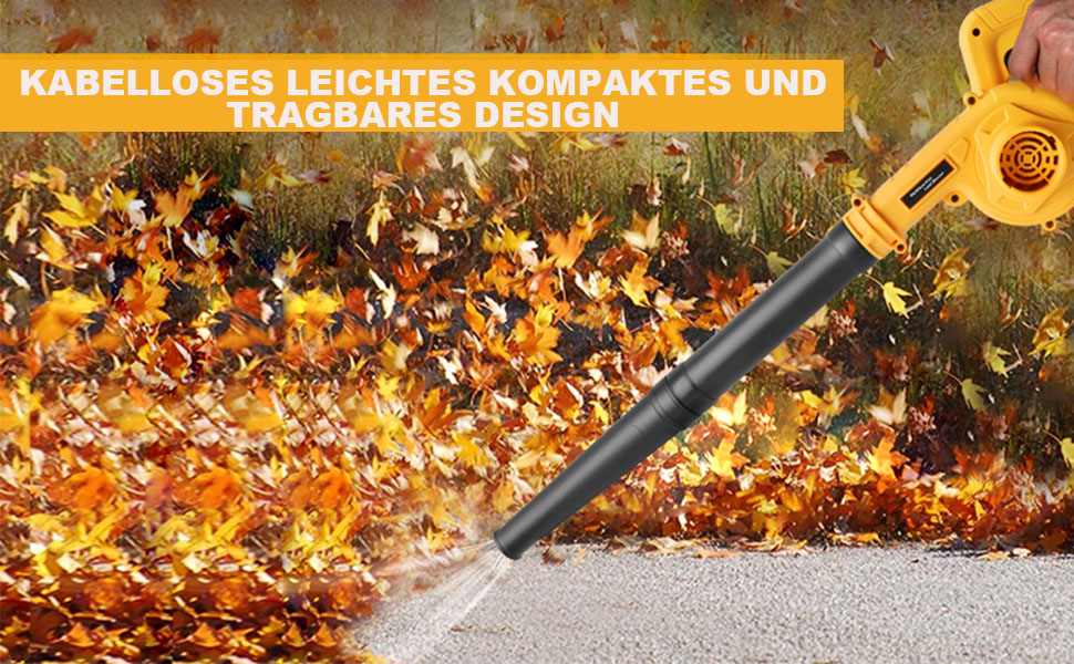 Акумуляторний повітродув Powarobor для Dewalt 18V, компактний садовий повітродув для прибирання листя, газонів, терас і гаражів (без акумулятора та зарядного пристрою)