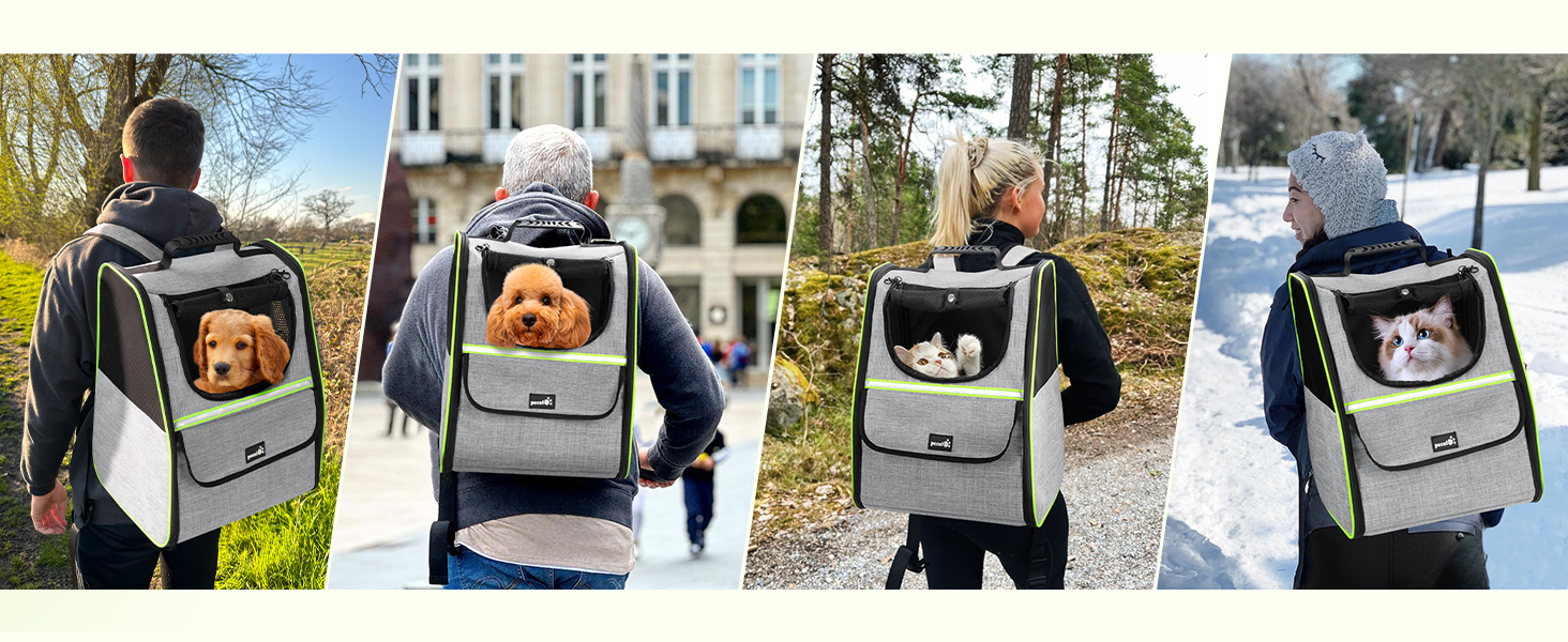 Рюкзак для кота Pecute з сітчастим вікном, переноска для тварин, дихаючий та легкий, сірий, до 6 кг