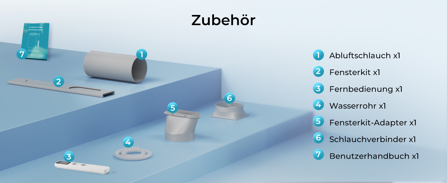 Мобільний кондиціонер 9000 BTU з вихідним шлангом | 4-в-1 | Тиха робота <48 dB | Digital display + пульт | Комплект для встановлення у вікно | Таймер 24h | Для приміщень до 25 м² (12000 BTU)