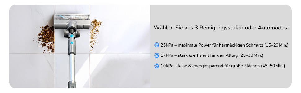 Бездротовий акумуляторний пилосос LIVINGTON Sense IQ з LED-щіткою та гнучким з'єднанням, з функцією розпізнавання бруду та 4-шаровим фільтром, тихий бездротовий пилосос без мішка