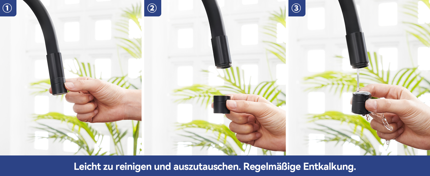 Змішувач для кухні гнучкий чорний, нержавіюча сталь, 2 режими струменя, 360° поворот, кухонний змішувач, преміум якість