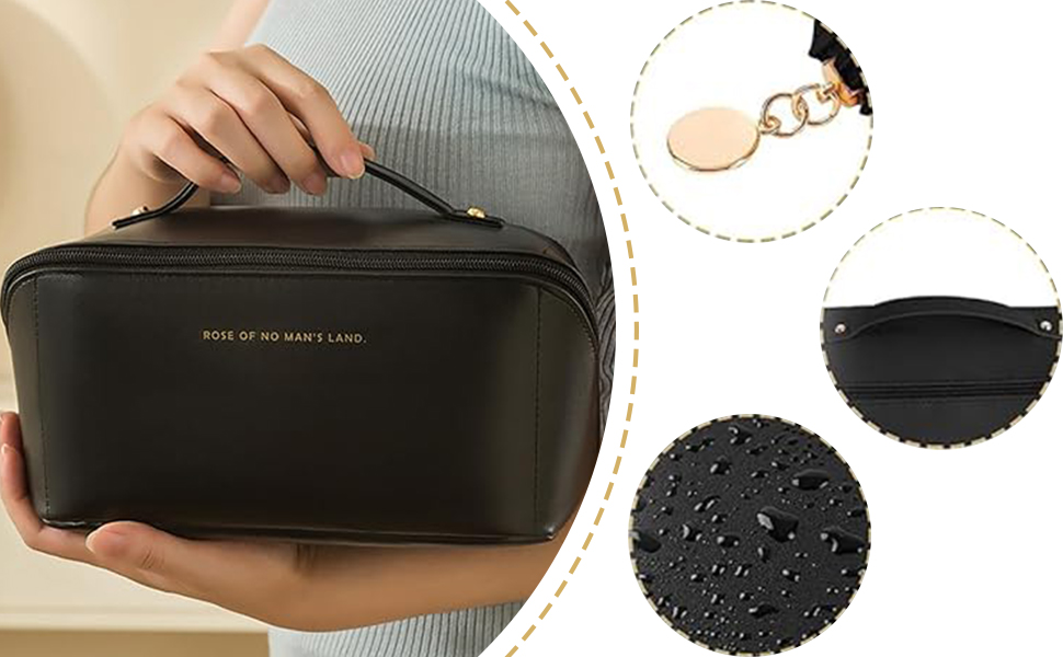 Косметичка для подорожей, велика, водонепроникна, з екошкіри - для макіяжу та косметики