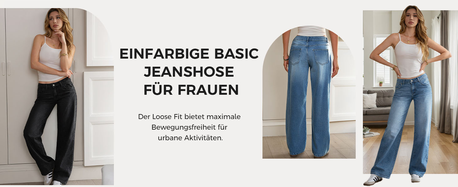 Джинси жіночі Fisoew Baggy з широкими штанинами, середньої посадки, темно-сині, розмір 40