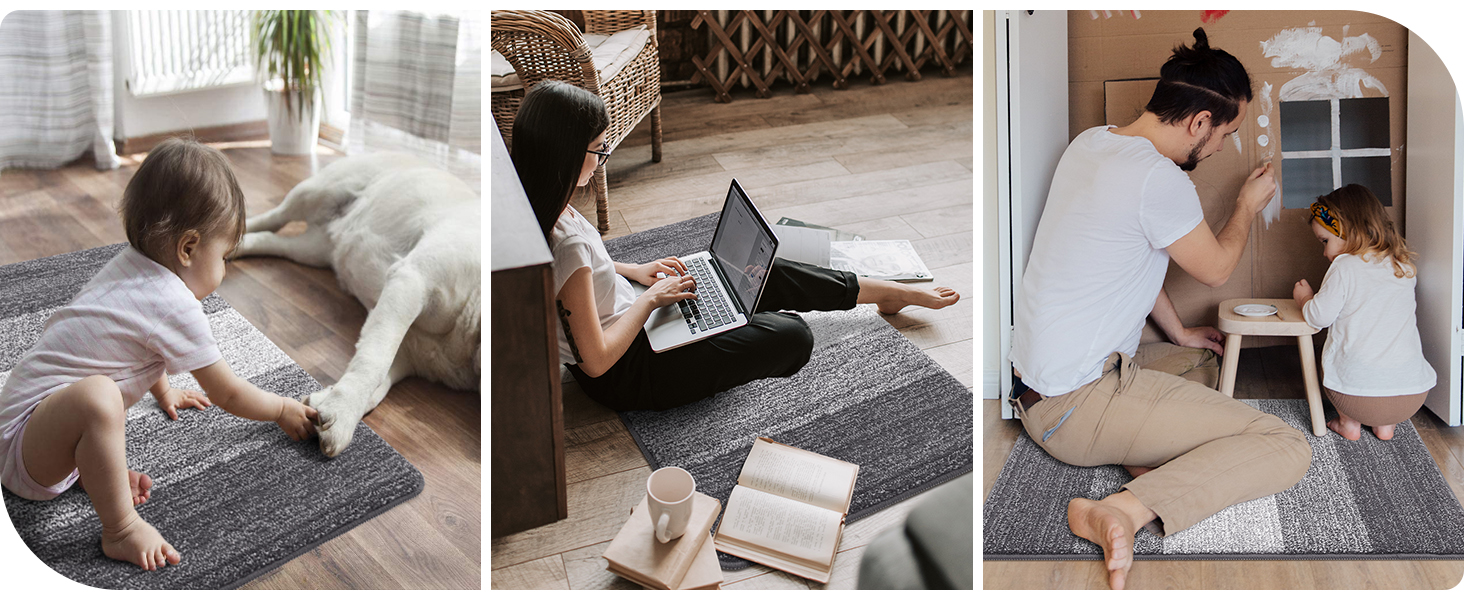 Килимок для дому Homaxy, неслизький, машинного прання, міцний, поглинаючий, для собак, вхідних дверей (43 x 76 см, 60x90 см, сірий)