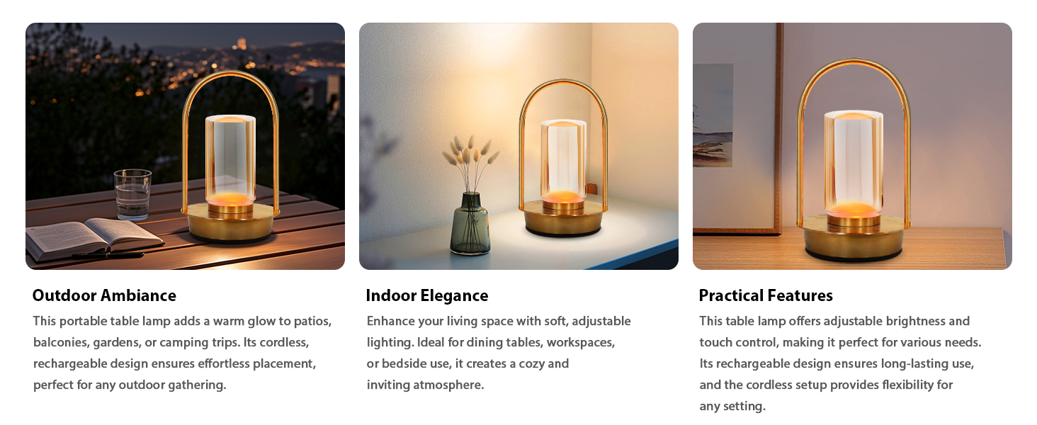 Світлодіодна настільна лампа з димером, акумуляторна, бездротова, сенсорна, 3 режими світла, кришталева, портативна, USB-C зарядка (Срібло)