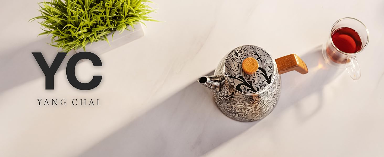 Термочайник YC Yang Chai з подвійними стінками та ситом із нержавіючої сталі 304, 1.1 л, з ручками з дуба для листового чаю