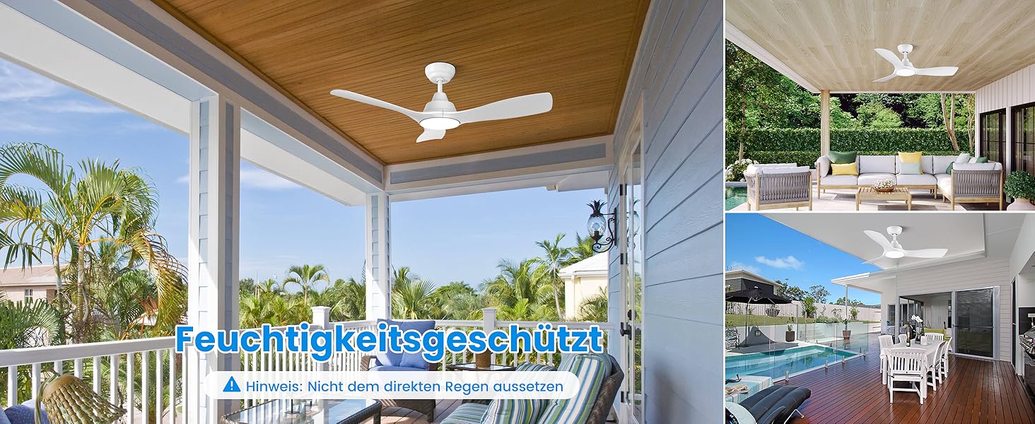 Стеляний вентилятор CJOY з підсвіткою, 107 см, з пультом керування, DC, тихий, з функцією реверсу, пам'ять 3CCT, диммування, 6 швидкостей, таймер для спальні, білий