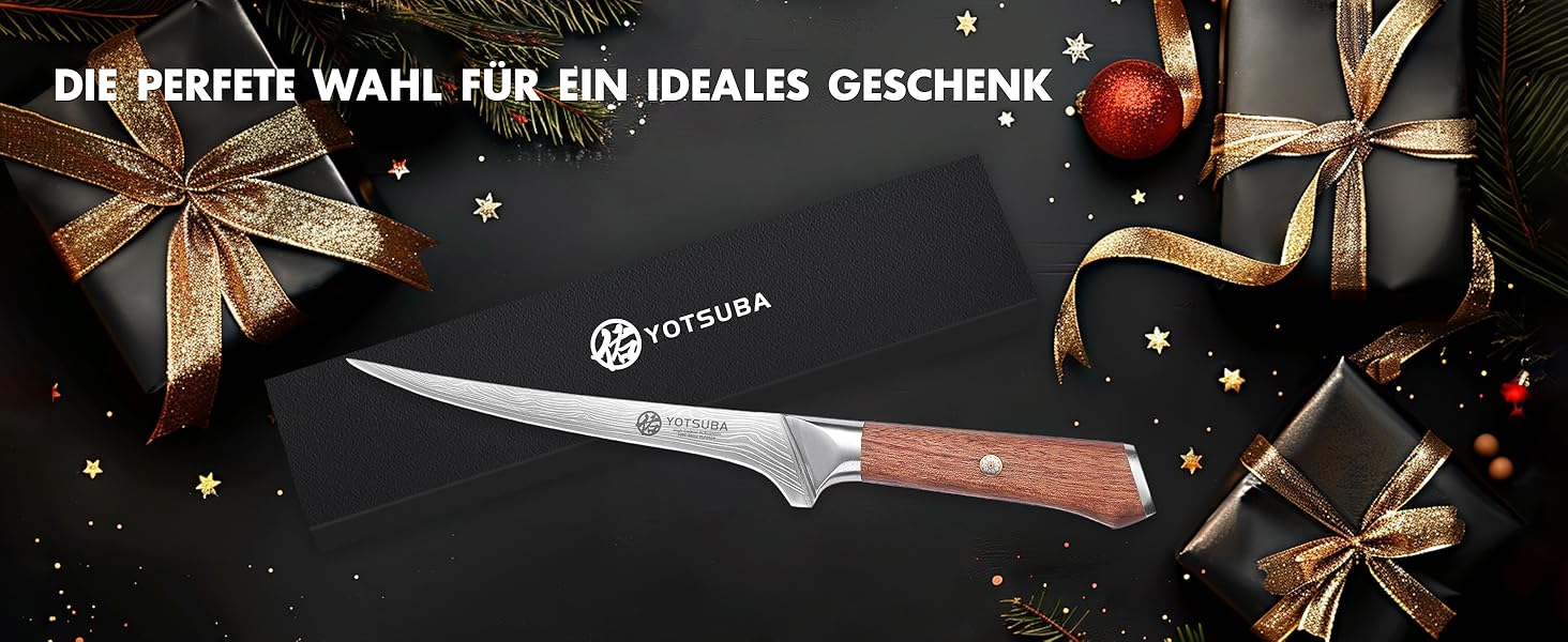 Японський кухонний ніж YOTSUBA 22 см - професійний шеф-ніж з високоякісної нержавіючої сталі з ергономічною ручкою, 18 см ніж для філетування