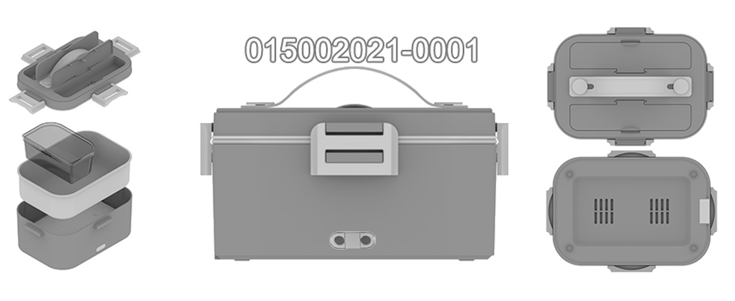 Електрична ланчбокс Kimfead з термоіндикатором, 1.8л, 80W, 12V/24V/230V, для авто/офісу, з сумкою та столовими приборами