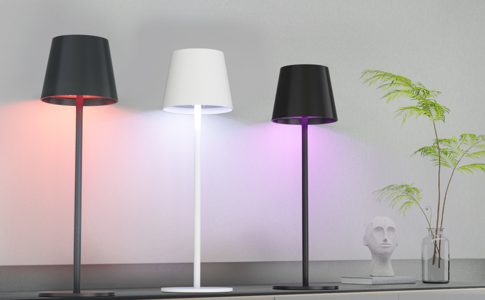 Настільна світлодіодна лампа K-Bright акумуляторна, димована, 2 шт., RGB, USB-C, алюмінієва, водонепроникна IP54, антрацит