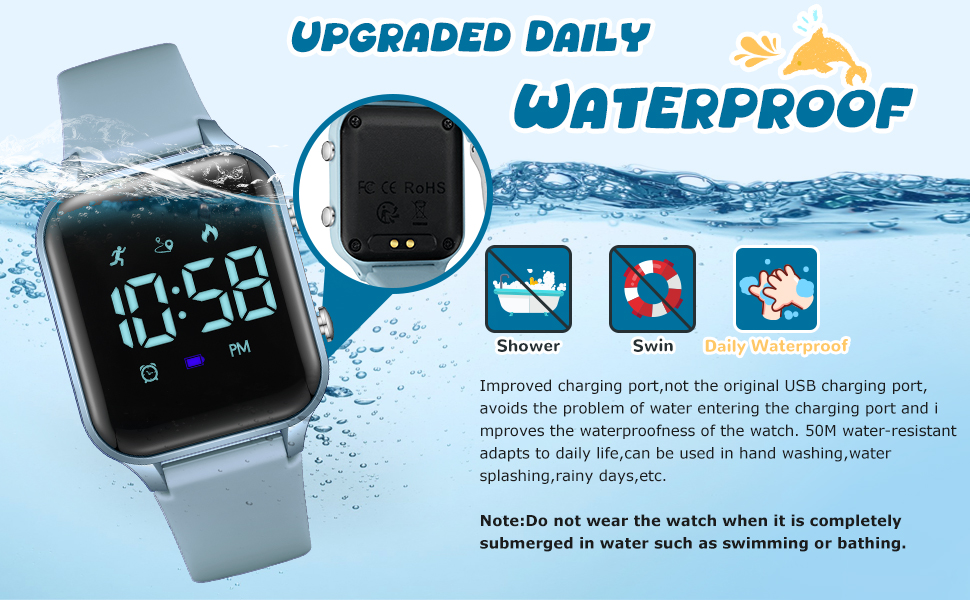 Дитячий розумний годинник для дітей 5-14 років: спорт, крокомір, будильник, Rock Blue