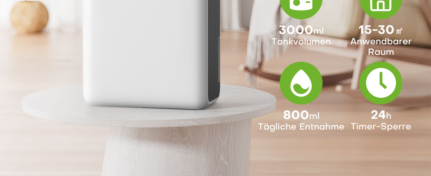 Електричний осушувач повітря CONOPU 3000 мл з автоматичним відтаванням та тихим режимом (30 дБ)