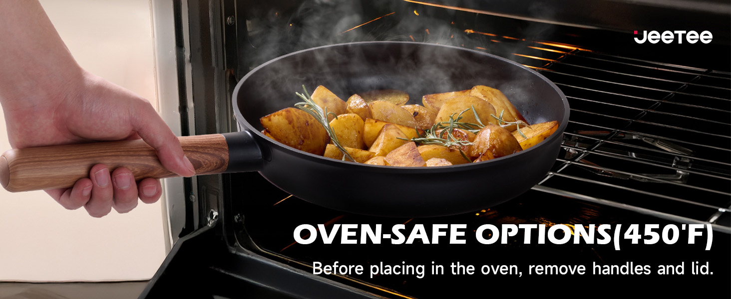 Набір посуду JEETEE 17 предметів з антипригарним покриттям Ceramic, набір каструль та сковорідок з знімними ручками, для всіх типів плит, сумісний з духовкою