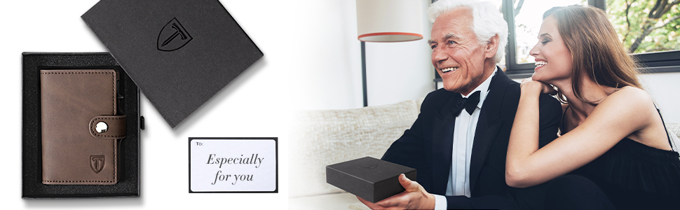 Тонкий гаманець TENBST з відділом для дрібниці, RFID захистом, з екошкіри, для чоловіків, автоматичний висувний картхолдер, коричневий, класичний