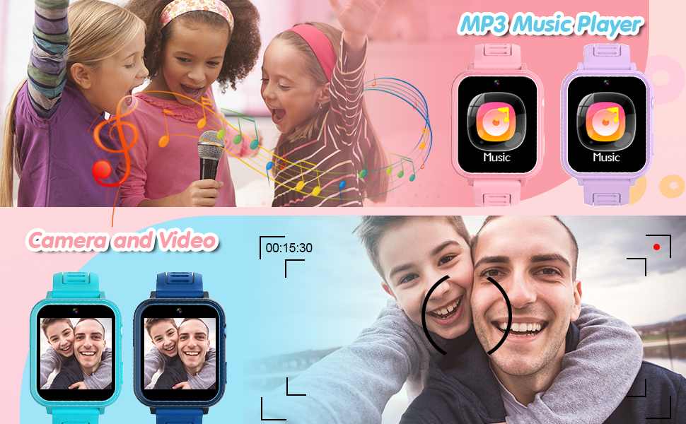Смарт-годинник Clleylise для дітей 4-12 років: ігри, музика, камера, лічильник кроків, телефонні дзвінки (фіолетовий)