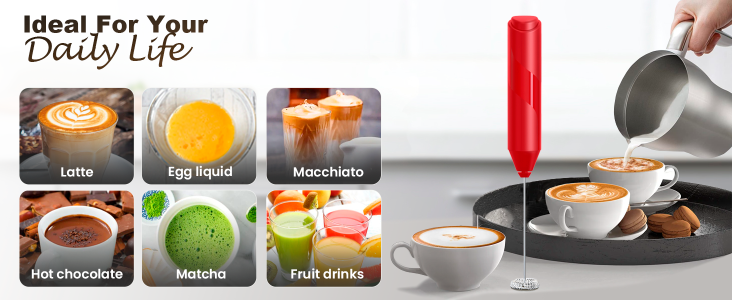 Ручний пінозмішувач COKUNST для матча, кави, гарячого шоколаду та лате - чорний (без підставки)