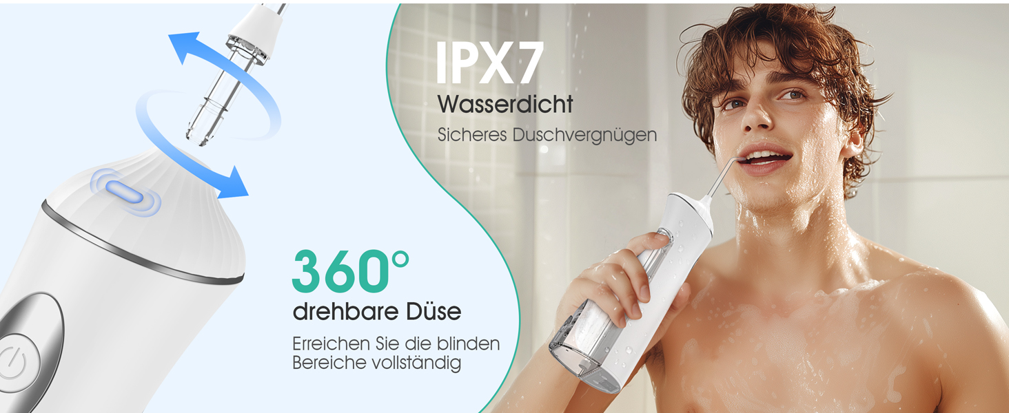 Електрична іригатор VOYOR-HEALTH Munddusche WF400: 3 режими, 4 насадки, водонепроникний, для догляду за зубами та яснами