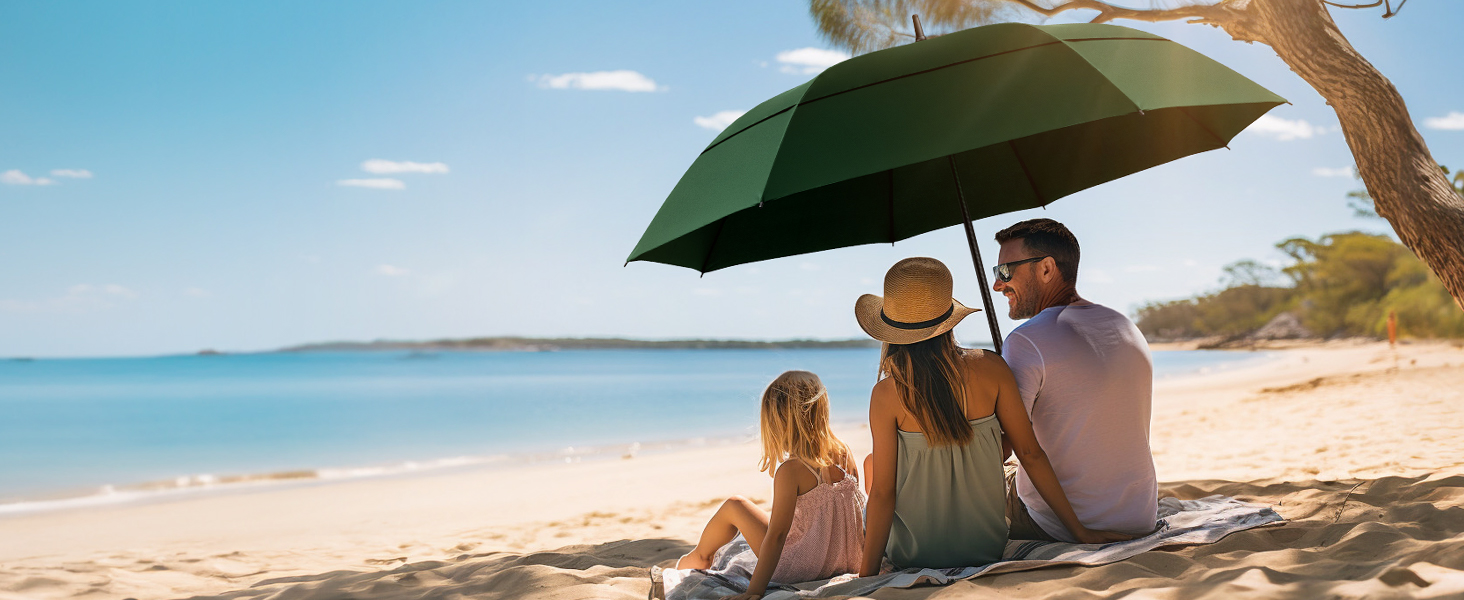 TECKNET Гольф-парасолька XXL, велика парасолька, штормостійка, автоматична, з EVA-ручкою, для жінок та чоловіків (зелена, діаметр 150 см)