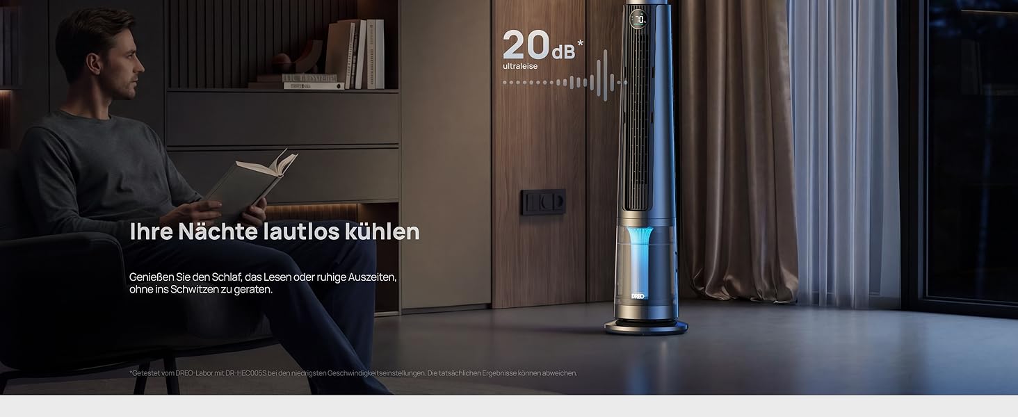 DREO TurboCool 765S: Ультразвуковий зволожувач-вентилятор з Wi-Fi, 6л, 10.4 м/с, 20 дБ, 90° осциляція, 12 швидкостей