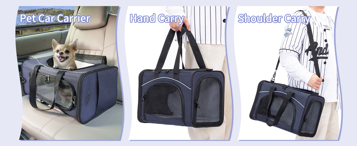 Транспортна сумка Petsfit для котів та собак | Авіапереліт, авто, поїзд | Синя, середній розмір