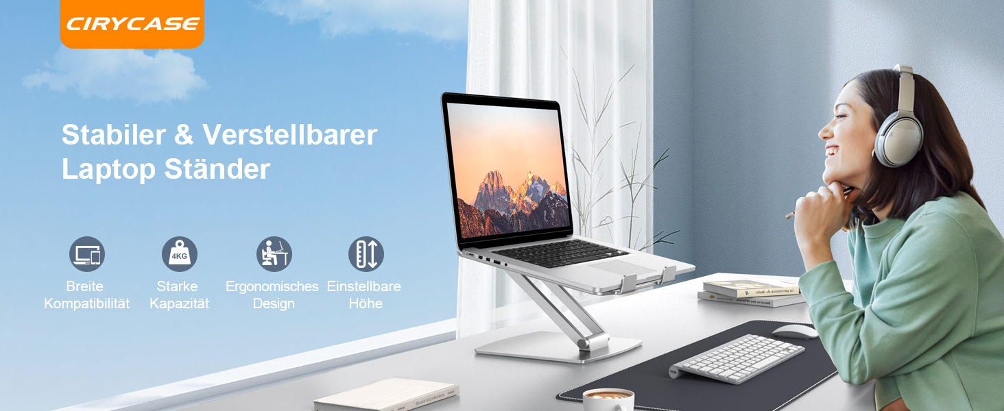 Підставка для ноутбука, алюміній, ергономічна, регульована висота, складна, з вентиляцією, для MacBook Air/Pro та ноутбуків 10-16