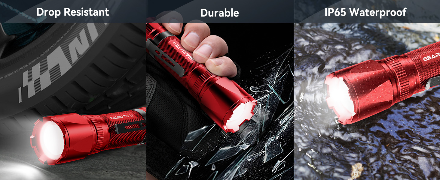 Ліхтар LED Gearlite акумуляторний, 3000 люмен, тактичний, водонепроникний (IP65), 3 режими, для кемпінгу, риболовлі, активного відпочинку