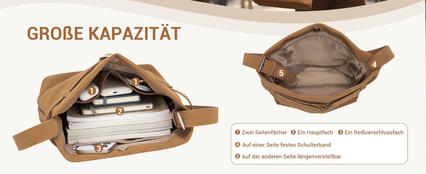 Сумка жіноча Miss Lulu велика шопер Tote Bag з м'якої PU шкіри, коричнева (2-4)