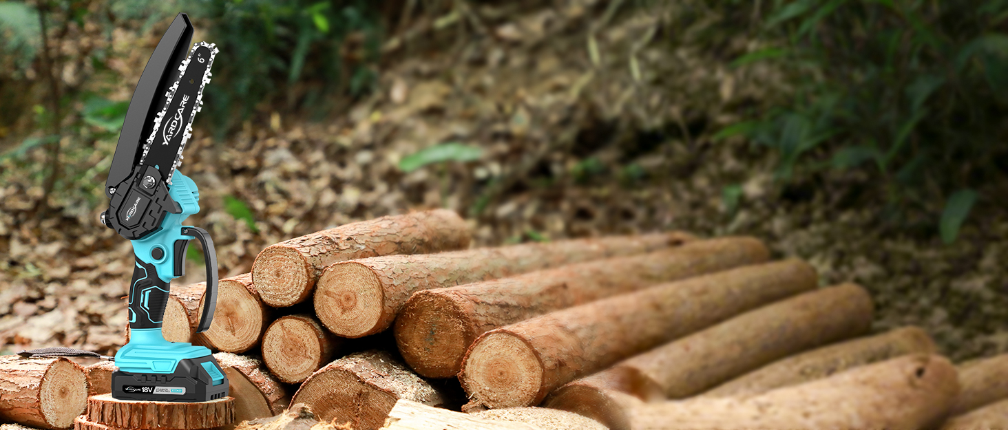 Mini акумуляторна ланцюгова пила Yardcare 6 дюймів з автоматичним змащенням, акумулятор та зарядний пристрій, для обрізки гілок та дерева