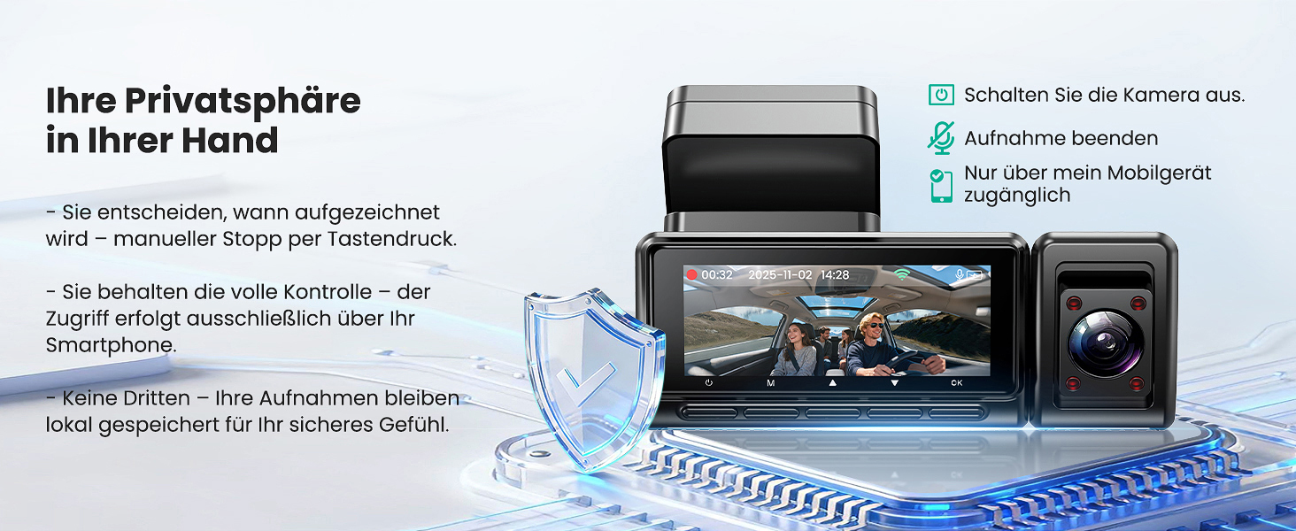 Відеореєстратор 4K автомобільний передній та задній, 3 канали, 64GB SD карта, IPS дисплей, нічна зйомка, WiFi Black-D4