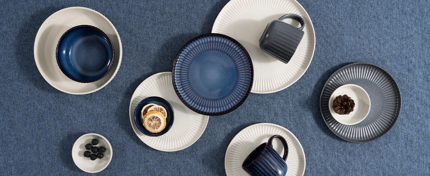 Набір посуду Starlight, 18 предметів: тарілки для 6 осіб, рельєфний, мікрохвильова піч та посудомийна машина, анти-подряпини, реактивна глазур, матовий бежево-білий