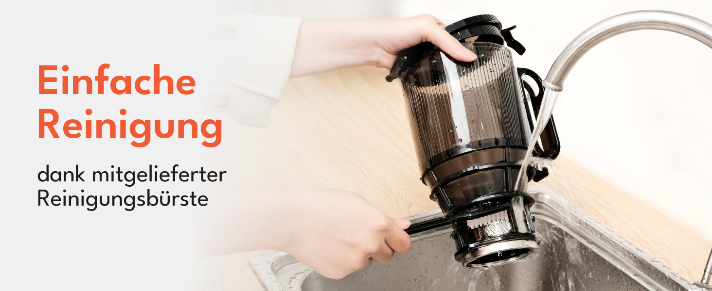 Електричний соковитискач LEBENLANG Slow Juicer з рецептами та великим соковидом 135 мм | Для фруктів, овочів, 100% BPA-Free | Мастикуючий соковитискач